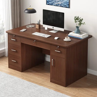ZHONGHAO 众豪 电脑桌台式简约办公书桌家用写字台桌办公室桌椅套装成人工作桌子 120cm五抽胡桃色