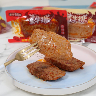 盐津铺子素牛排香辣烧烤酱汁味素肉手撕素牛排休闲零食小吃 盐津素牛排（香辣1斤）