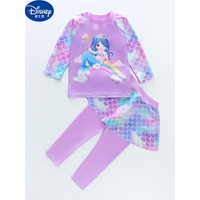 迪士尼（Disney）2022新款儿童泳衣女童长袖长裤中小童分体防·晒速干游泳衣温泉泳 浅紫色 XL