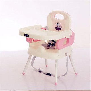 润华年儿童餐椅3-6岁可调节座椅多功能婴幼儿吃饭餐桌可折叠便 粉色+加高腿+安全带