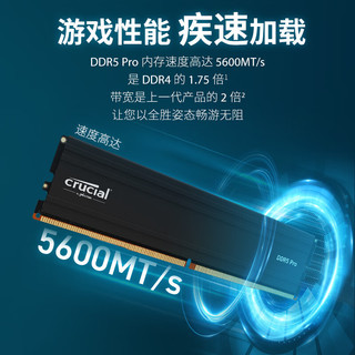 Crucial 英睿达 Crucial Pro系列 DDR5 5600MHz 台式机内存 马甲条 黑色 32GB 16GBx2 CP2K16G56C46U5