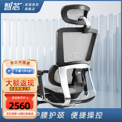 智芯 人体工学椅电脑椅护脊舒适久坐靠背办公室椅子家用电竞椅 美国灰网 铝合金脚  旋转升降扶手