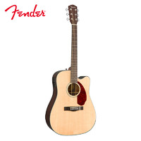 Fender 芬达 自营 Fender CD-140SCE系列 原声 单板桃花芯木背侧板 民谣缺角电箱木吉他41英寸 原木色+送琴箱