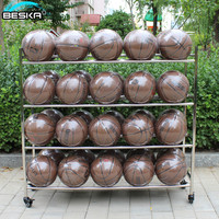 BESKA 百斯卡 幼儿园球类置球架置球车篮球收纳架足球展示架球框不锈钢收纳筐篮球架 4层（可放40个球）