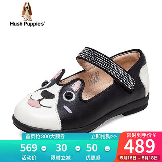 暇步士（Hush Puppies）皮鞋女儿童公主休闲软底玛丽珍鞋P63218AD3 黑色 33