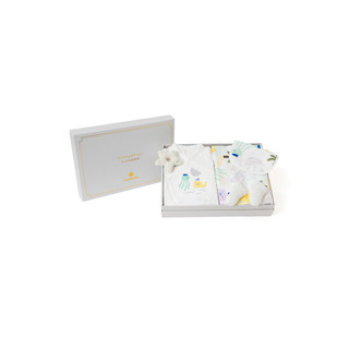 巴拉巴拉新生儿用品礼盒宝宝套装百天满月礼物五件装 白绿色调00314 66cm