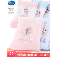 迪士尼儿童袜子春夏网眼纯棉袜女童公主卡通幼儿小孩宝宝中筒短袜 A款33012 20-22cm/适合8-10岁