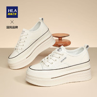 HLA 海澜之家 女鞋休闲板鞋增高透气百搭小白鞋HDAYXW1ACM054 米色37