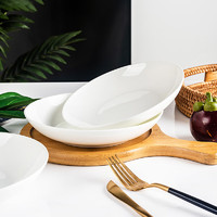 唐惠 骨瓷餐具  家用纯白简约系列陶瓷盘子 8英寸深盘