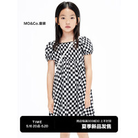 Little MO&CO. little moco童装23夏装新款女童棋盘格泡泡短袖连衣裙KBC2DRS041 黑白格色 110/56