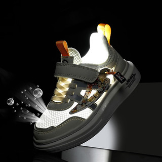 Jeep童鞋男童鞋子2023夏季新款网面透气小白鞋女童椰子儿童运动鞋 1110-白色 30 鞋内长约19.5cm
