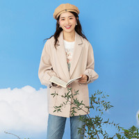 La·go·go 拉谷谷 2023春季新款休闲通勤女式西服宽松纯色西装领时尚商务外套