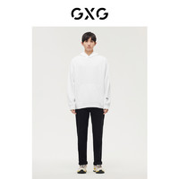 GXG奥莱 21年秋季商场同款白色简约字母刺绣连帽卫衣