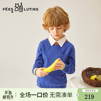 FEES&LUTINS品牌童装男童秋新品时尚百搭线衣套头错位拼接设计感线衣 宝蓝 110