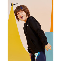 Nike 耐克小童装男童保暖加绒外套2022秋冬儿童开衫连帽卫衣 正黑色 120/60(6)