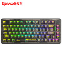 REDRAGON 红龙 KS82 81键 2.4G蓝牙 多模无线机械键盘 黑透 水晶段落轴 RGB