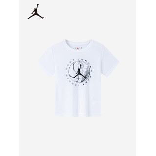 NIKE AIR JORDAN耐克童装男童短袖T恤2023夏季儿童DRI-FIT速干短T上衣 纯白色 110/52(4)