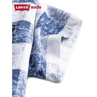 Levi's 李维斯童装男童短袖T恤2023夏季新款儿童格纹短T上衣 糖果白 110/52