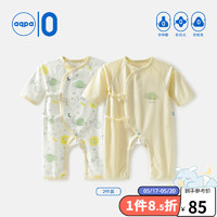 aqpa 婴儿夏季连体衣宝宝哈衣纯棉新生儿四季和尚 星际之旅（黄调）+浅黄 59cm