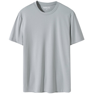 MARKLESS T恤男夏季新款液氨丝光棉抗皱纯棉短袖休闲圆领透气纯色TXB0635M 浅灰色 XL