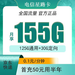 CHINA TELECOM 中国电信 星辰卡 2年19元月租（185G全国流量+支持5G+不限速）