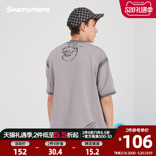 SuaMoment 蓝精灵联名系列 男女款圆领短袖T恤 021X140