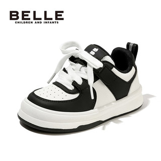 百丽（Belle）童鞋女童板鞋时尚百搭运动鞋23春季新款男童透气儿童休闲鞋小白鞋 白色 32码 适合脚长约19.5-20.1cm