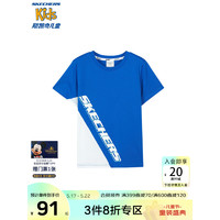 Skechers斯凯奇童装2023年夏季新款儿童短袖圆领时尚百搭T恤舒适上衣 公主蓝/007G 170cm