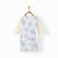 班杰威尔（BANJVALL）婴儿衣服夏季薄款连体衣0-2岁宝宝无骨长袖哈衣爬服空调服睡衣 夏季薄款蓝兔 59码