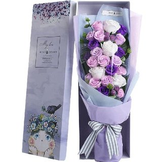 21朵紫色玫瑰皂花礼盒