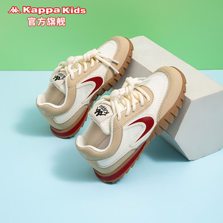 Kappa Kids卡帕童鞋儿童运动鞋女2023春季男女童阿甘鞋轻便透气中大童休闲鞋 卡其 31（内长19.6cm适合脚长18.6cm）