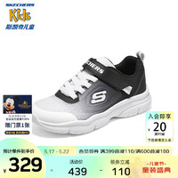 Skechers斯凯奇女童鞋男童运动鞋2023新款夏季柔软透气轻弹大童鞋319021L 女童/白色/黑色/WBK 28.5码