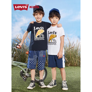 Levi's李维斯童装2023夏季新款男童纯棉短袖T恤儿童披萨图案上衣 明亮白 110/52(4)