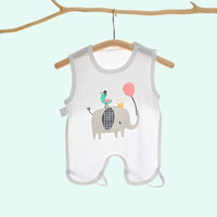 有彩婴幼儿夏季薄款半背衣圆肚兜新生儿护肚兜男女宝宝纱布护肚脐围兜 大象（连脚） 80码(适合9-12个月)