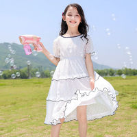 黛楼（DAILOU）女童连衣裙2023夏季新款时髦儿童裙子仙女孩洋气蕾丝雪纺公主裙 米白色 120