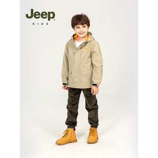 Jeep童装运动外套2023春季三防轻薄防风衣男女童级软壳冲锋衣 米棕色 120cm