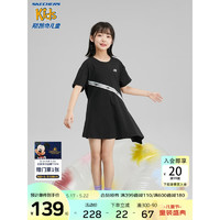 Skechers斯凯奇T恤女童时尚短袖2023新款透气清爽夏季女大童上衣L223G034 碳黑/0018 120cm