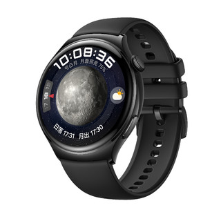 WATCH 4 eSIM 智能手表 46mm 黑色不锈钢表壳 黑色真皮表带（北斗、GPS、血氧、ECG）