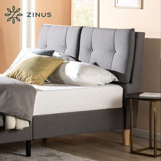 ZINUS 际诺思 布艺床实木软包靠背1.5米1.8米现代简约双人床华特 F7