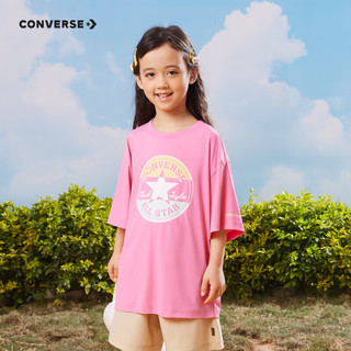 Converse 匡威童装男女童短袖T恤2023夏季新款儿童撞色logo休闲短T上衣 康乃馨 120/60