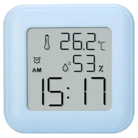 Compas 康巴丝 多功能磁吸闹钟厨房桌面时钟温湿度显示迷你学生闹钟HX-2106 蓝色