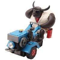 KIDNOAM电动牛先生特技手扶拖拉机360旋转灯光音乐互动儿童玩具 电动牛旋风-蓝色送三节五号电池