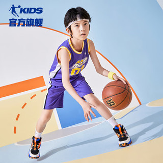 乔丹（QIAODAN）童装2023夏季男中小学生篮球套装吸湿快干运动2件套训练服-150