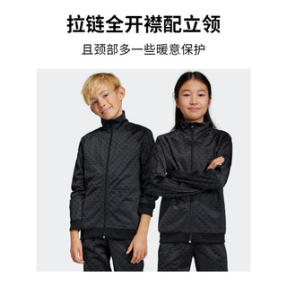 adidas阿迪达斯官方三叶草男女大童春季新款时尚运动立领夹克外套 碳黑/黑色 152CM