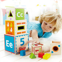 Hape 知识套盒儿童益智力玩具2岁+宝宝婴幼早教积木大块木制男女孩
