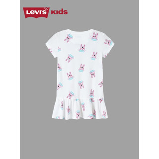 Levi's 李维斯童装女童连衣裙夏季儿童卡通满印短袖裙子 奶白 110/52(4)