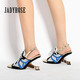 JadyRose新款运动凉鞋女夏尖头坡跟系带女鞋金属高跟包头后空女鞋