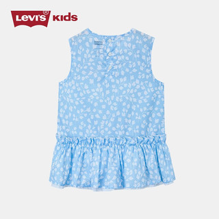 Levi's 李维斯童装女童衬衫式上衣夏季儿童休闲清新无袖上衣 肯塔基蓝 110/52(4)