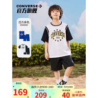 Converse 匡威童装男童短袖T恤短裤2件套2023夏季新款儿童经典星星套装 正黑色 110/52