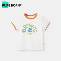 pureborn 博睿恩 男女宝宝T恤2023年夏季新款婴儿童纯棉可爱透气短袖上衣 藏青 100